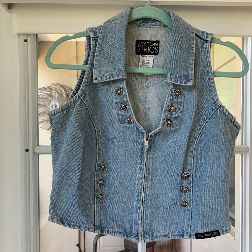 Vintage cowgirl denim vest/waistcoat Sz M